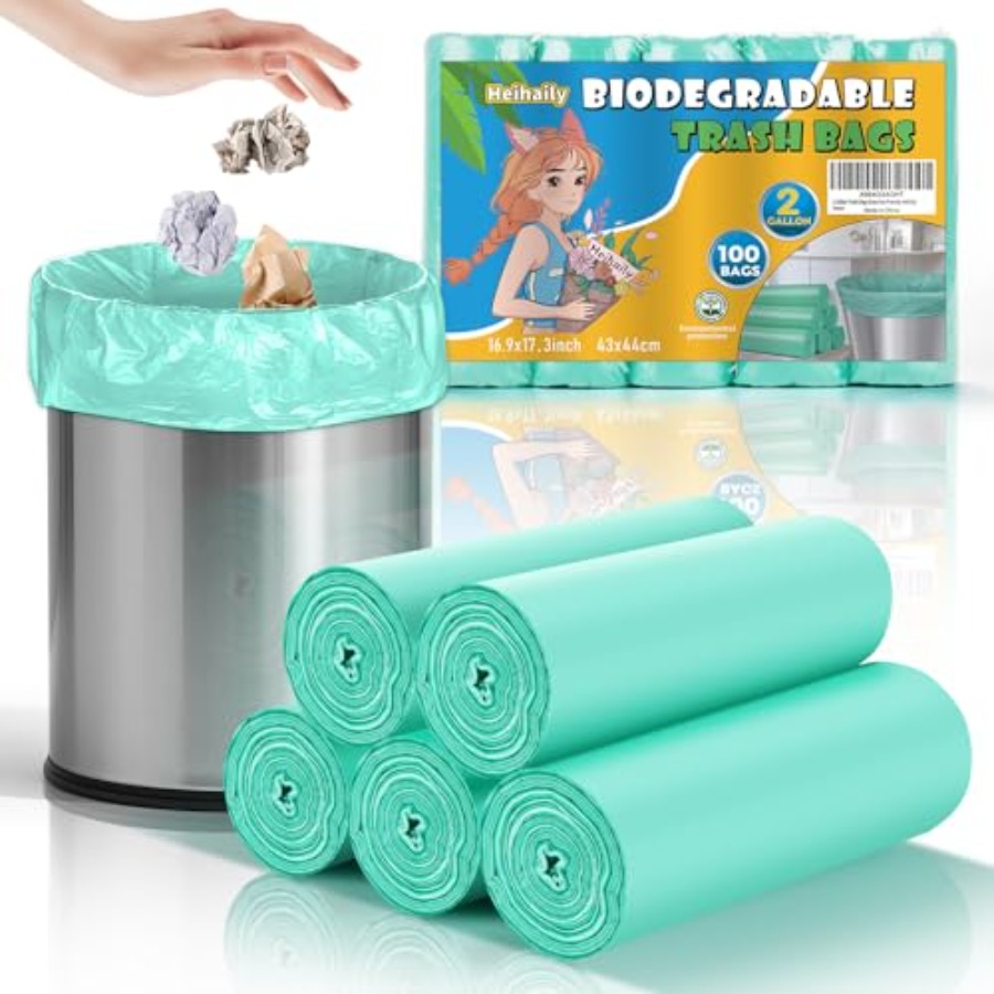Biodegradable Bin Liner - 2 Gallon Mini Green Trash Bag