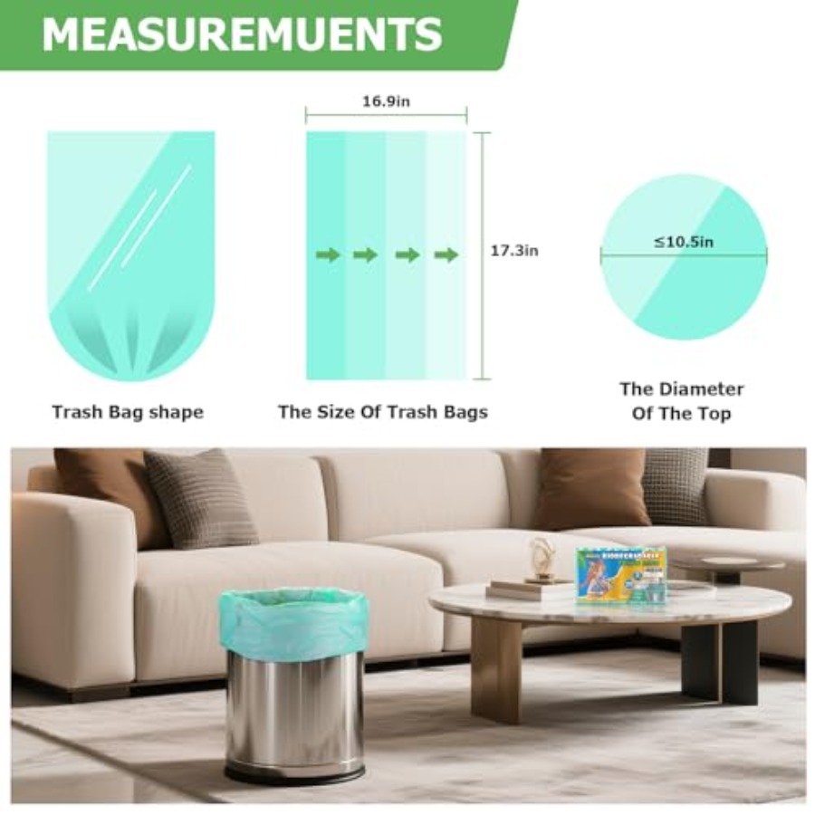 2 Gallon Mini Green Trash Bag  - Biodegradable Bin Liner ulasan dan harga